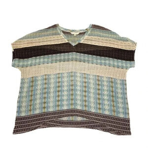 Cabi Sheer‎ Shirt/Blouse - Size Small - Blue/Multicolor Tribal Print